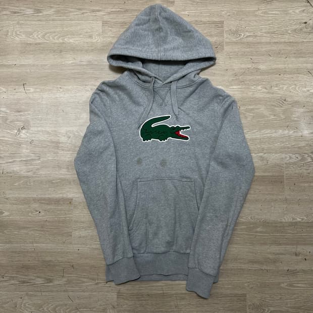 라코스테 자수 빅로고 기모 후드티 [그레이] 2사이즈