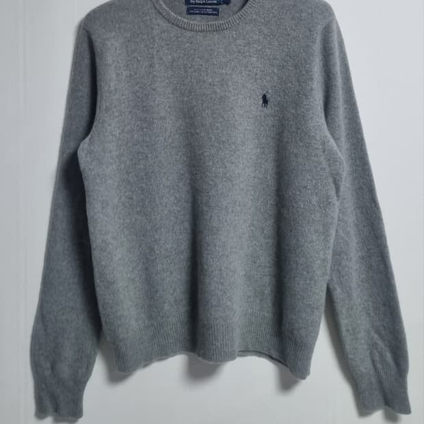L ) 폴로 그레이 램스울100% 니트