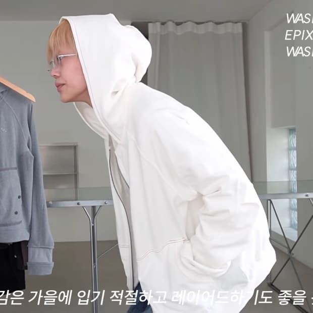 (유일매물) 산산기어 워시드 후디 집업 아이보리