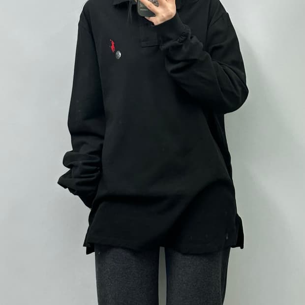 폴로 랄프로렌 신형 블랙 긴팔 카라 티셔츠