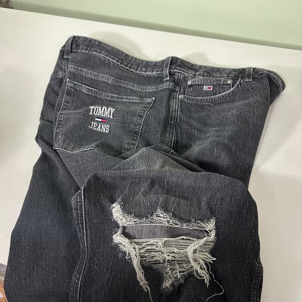 34 XL 타미진스 와이드핏 빈티지블랙워시드 데님팬츠