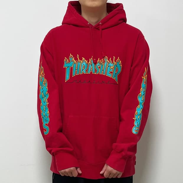 슈프림 트레셔 플레임 후드 레드 15SS