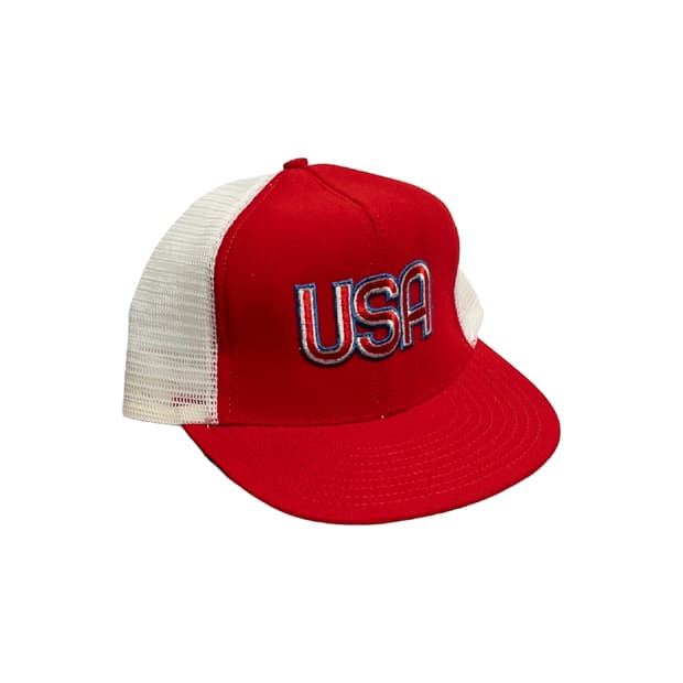 80's 미제 빈티지 'USA' 미국 자수 트러커 캡