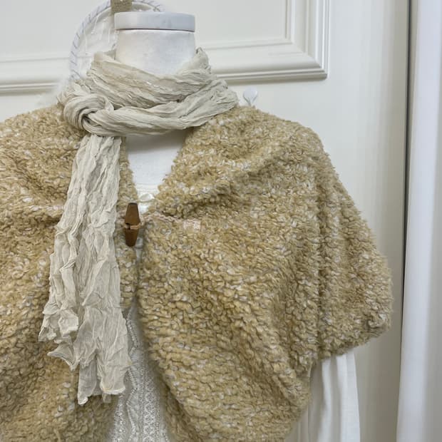 beige beads point crease mini scarf