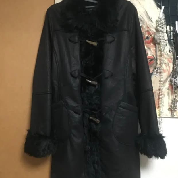 합정빈티지 일본 빈티지 갸루 오네갸루 블랙 퍼 털 코트 M