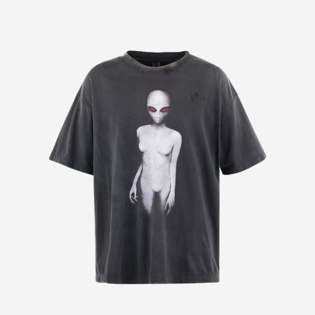 [XL] 세인트 마이클 에일리언 숏슬리브 티셔츠 블랙 - 25SS