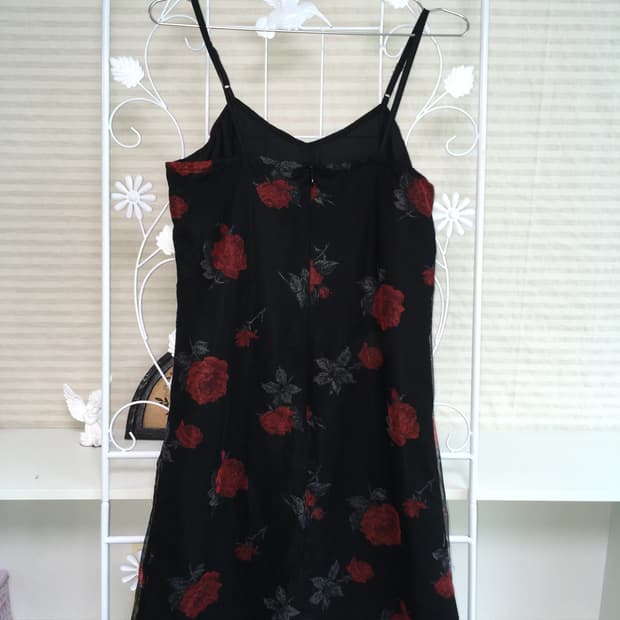 jpn vintage 블랙 플라워 패턴 나시 원피스 y2k 갸루 일본빈티