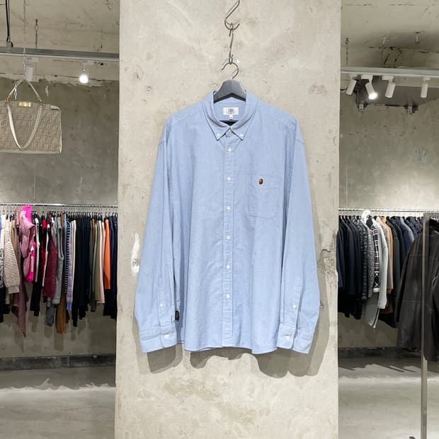 베이프 스카이 블루 원 포인트 싱글 포켓 옥스포드 셔츠