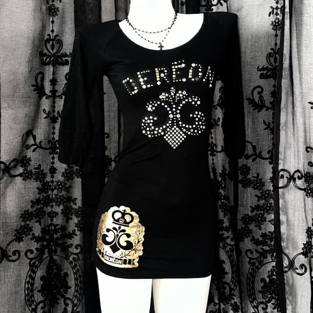 gold foil graphic slim fit dress