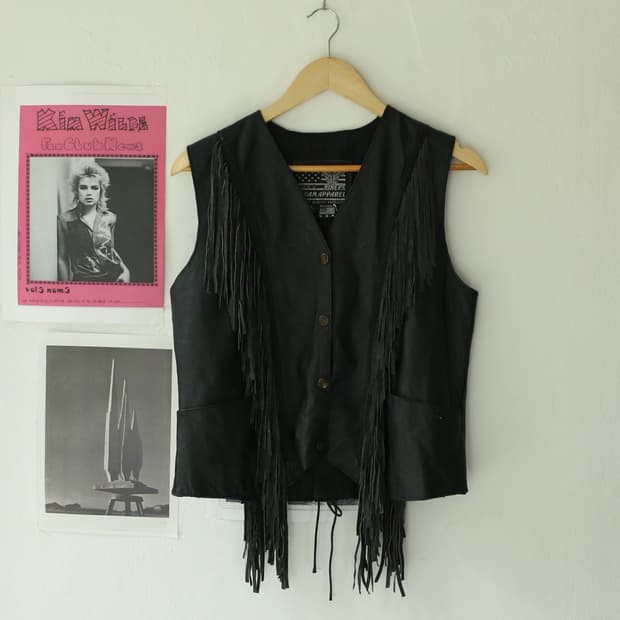 빈티지 테슬 프린지 레더 베스트