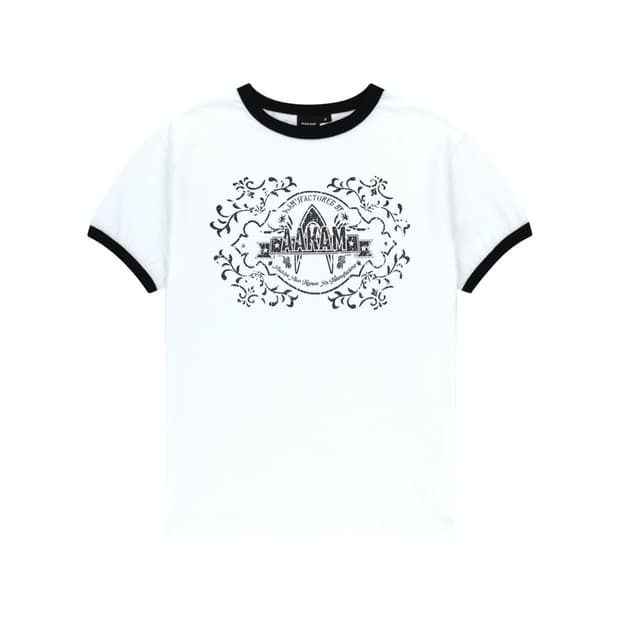 아캄 stamp printed ringer top (white) 링거티
