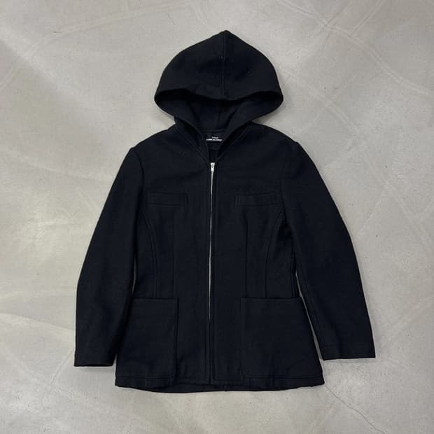 꼼데가르송 트리콧 울 후드 코트