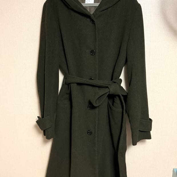 후드 카키 코트