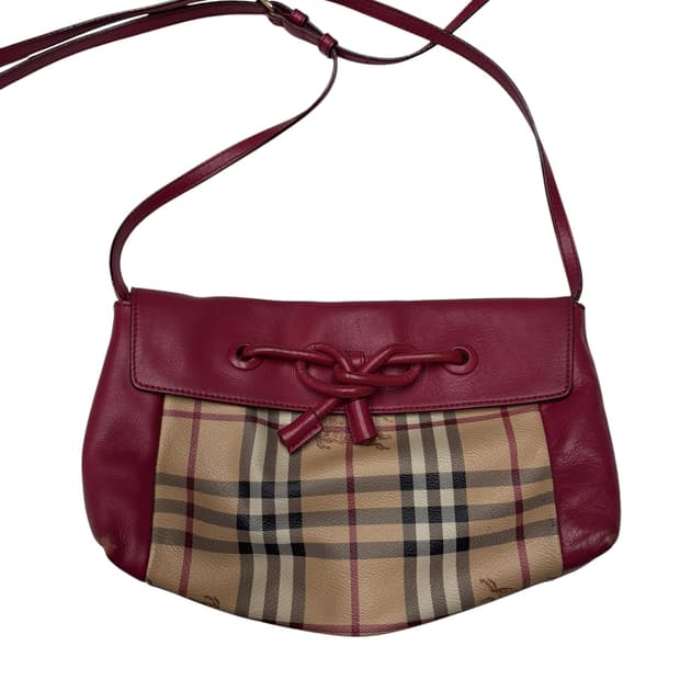 Burberry 체크 레드 트림 숄더백