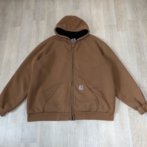 (XL) 칼하트 Carhartt 서멀 후드 집업 카멜 브라운