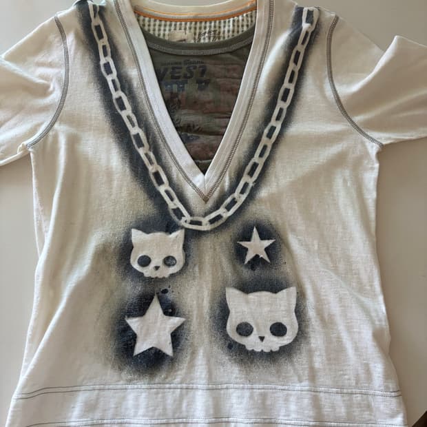 yk2 고양이 해골 롱슬리브