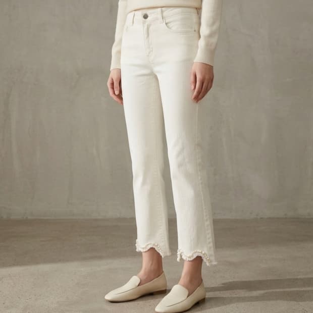 [25]오즈세컨 진주 디테일 헴라인 팬츠