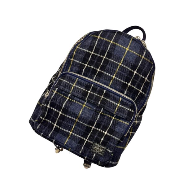 포터 헤드포터 레슨 타탄 체크 데이팩 백팩 네이비 (S)
