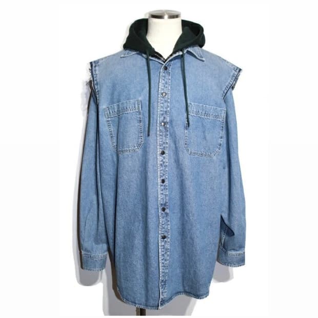 발렌시아가 데님 후드 자켓(탈부착o-조끼,데님후드로 활용가능)