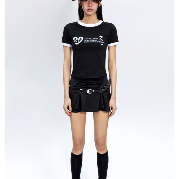 Yeel LOGO GRAPHICS RINGER T-SHIRT BLACK