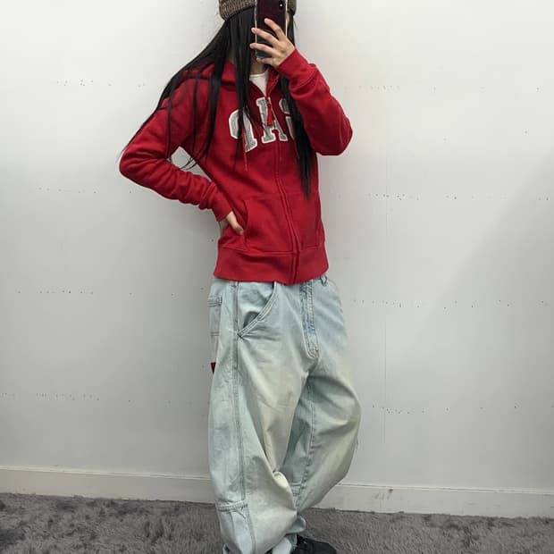 Gap 땡땡이 로고 후드집업