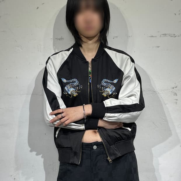 일본빈티지 오리엔탈 용 자수 빈티지 스카쟌 M