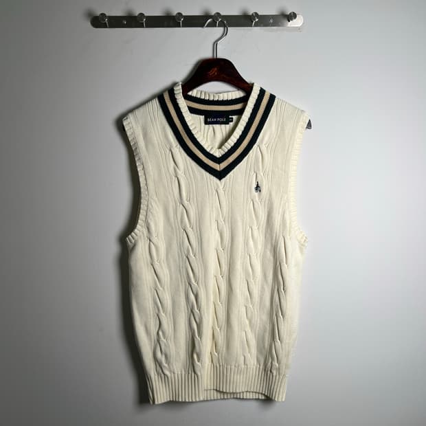 BEANPOLE 빈폴 아이보리 케이블 니트 조끼 100