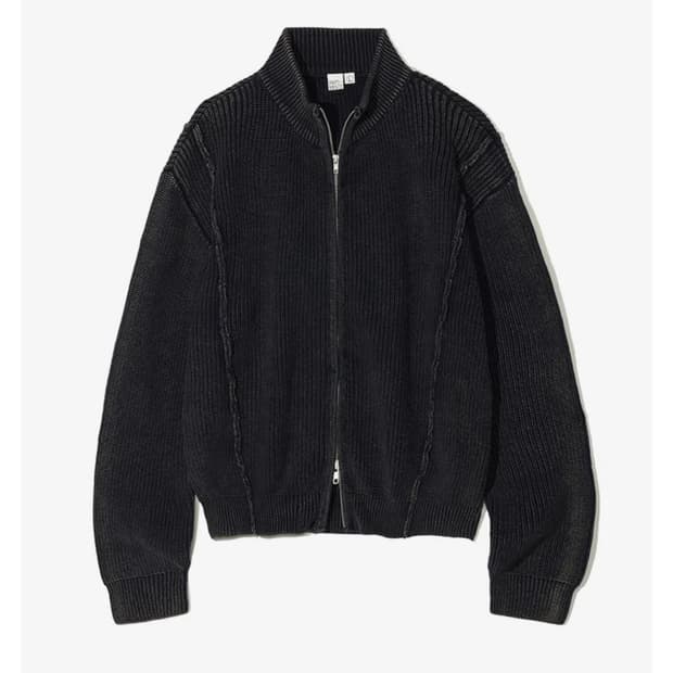 (L)파르티멘토 빈티지 워시드 니트집업자켓 다크네이비