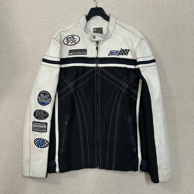 (XL) EXR 화이트앤블랙 레이싱 자켓 