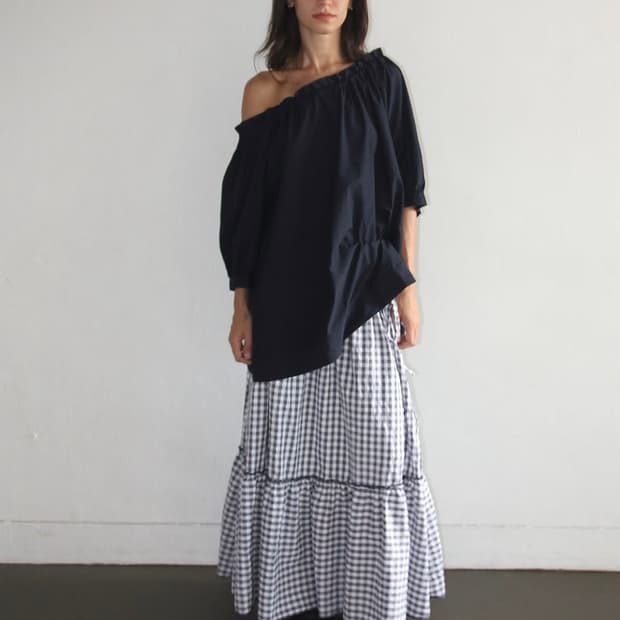 아모르샤이 GINGHAM CHECK SKIRT - BLUE 