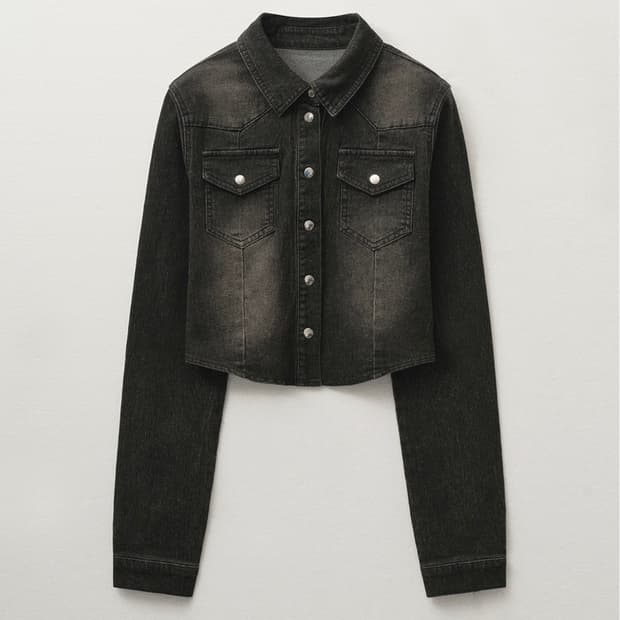헬레네파리스 워시드 크롭 데님 셔켓 셔츠자켓 