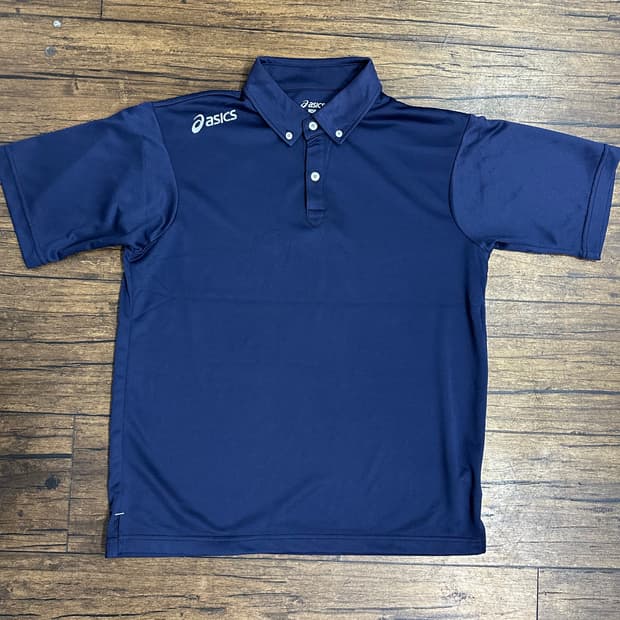 아식스 네이비 반팔폴로티 M 새제품 올드스쿨 시원한재질 일본판