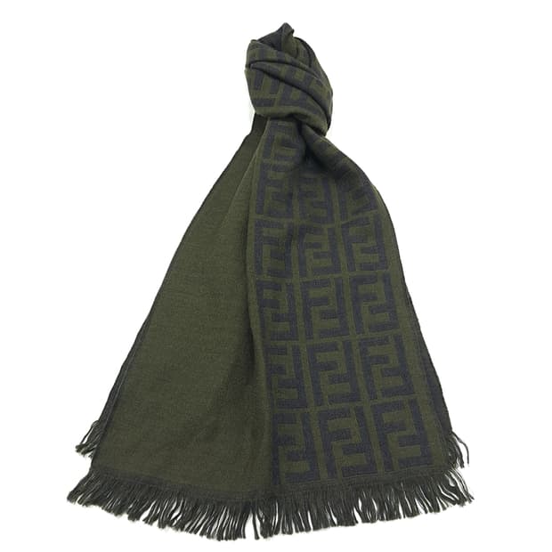 MX240 펜디 FF 모노그램 올리브 울 목도리 머플러