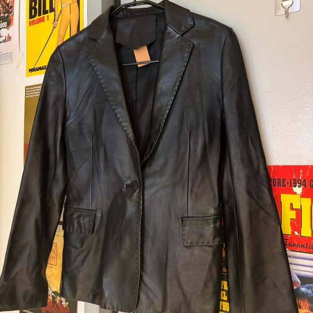 스티치 양가죽 레더 블레이저