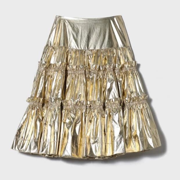 위라라 Ouilara fine pleated skirt / gold