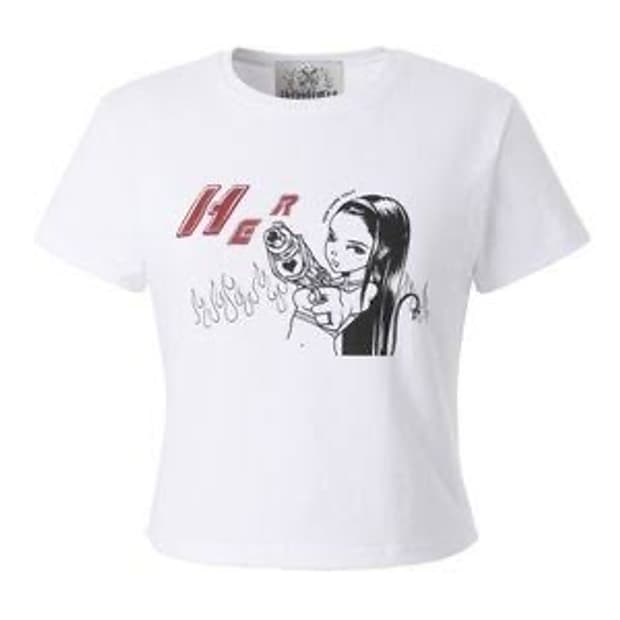 쓰리타임즈 her devil crop tee white