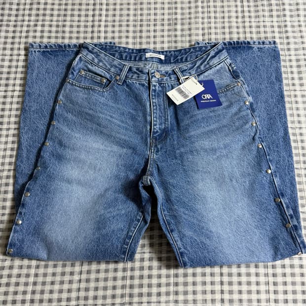 (L) 문선 스터드 인디고 데님 팬츠