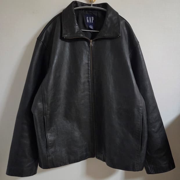 (XXL) 00's 올드 갭 풀 집업 레더자켓