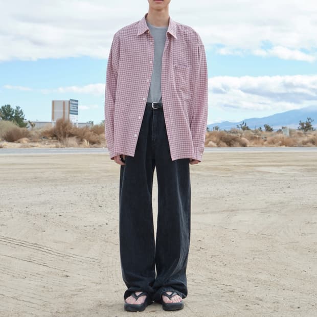 로우클래식 OVERSIZED Lc CHECKED SHIRT_PINK M