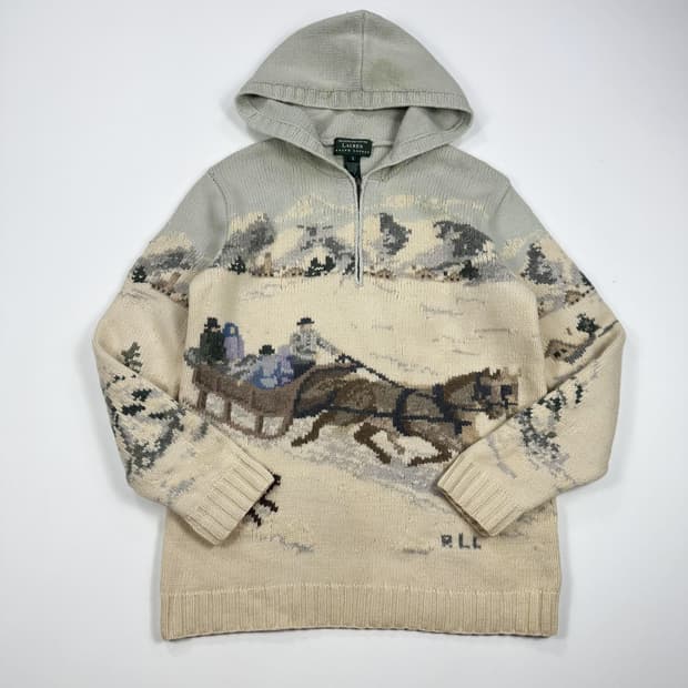 폴로 랄프로렌 여성 클래식 반집업 니트 후드티 여성S