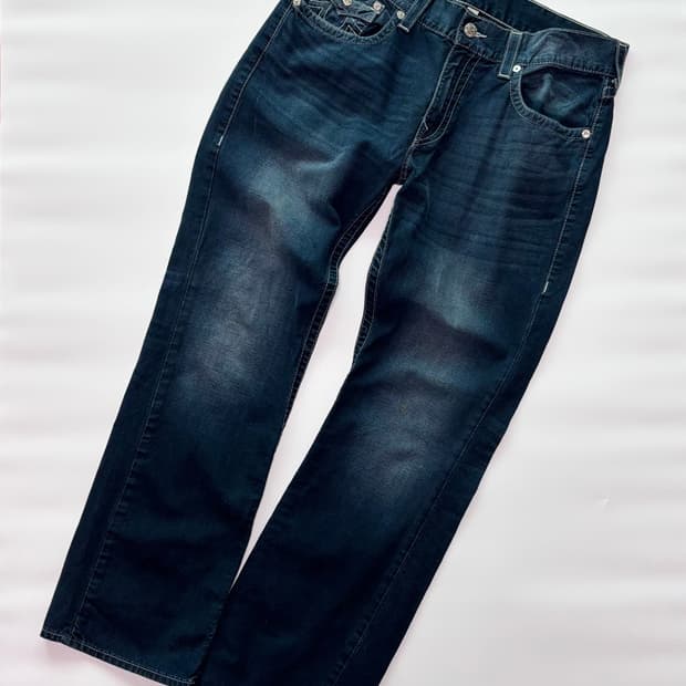 트루릴리전 섹션 스트레이트 다크 워싱 데님