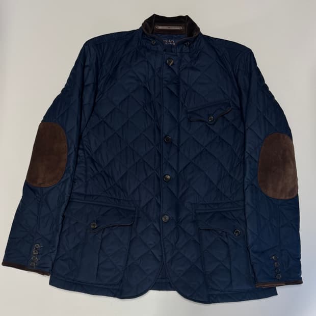 정품!! 폴로 랄프로렌 송아지 가죽 암패치 퀄팅 자켓 L ~ XL