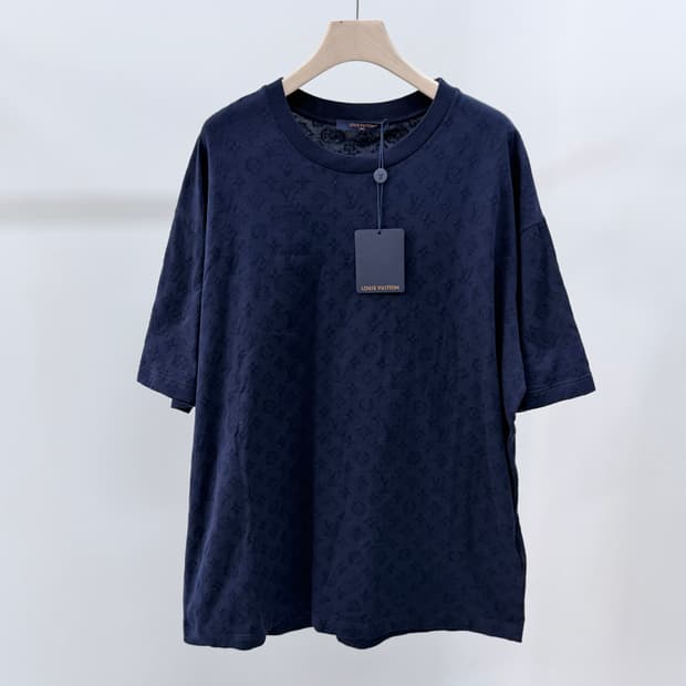 [미사용/3XL] 루이비통 LV 모노그램 필쿠페 반팔 티셔츠 네이비