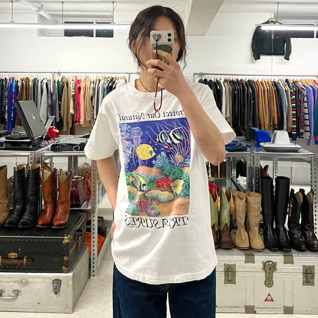 90s fruits of the loom ocean t-shirt 오션