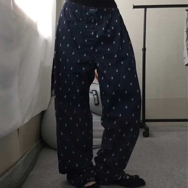 폴로 네이비 멀티포니 코튼팬츠