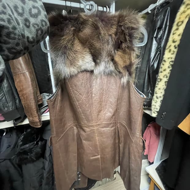 일본 빈티지 레더베스트 퍼조끼