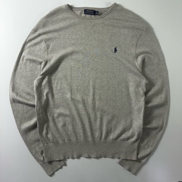 Polo  폴로 랄프로렌 자수 코튼캐시미어 그레이 니트 