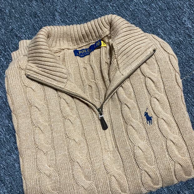 [정리] 1회착용  최신QR택 폴로 케이블 하프집업  급처 RRL 알든