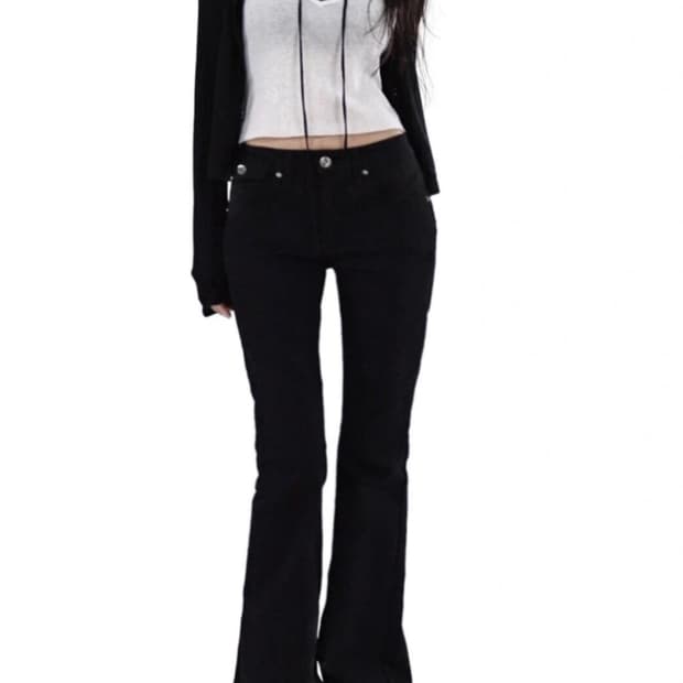 버튼 슬림 부츠컷