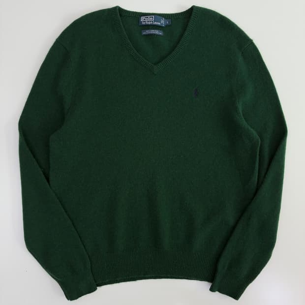 Polo  폴로 랄프로렌 자수 그린 램스울 니트